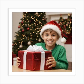 Boy With Gift Art Print