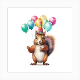 Birthday Squirrel 2 Art Print