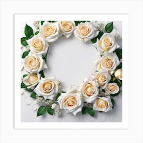 White Rose Wreath Art Print