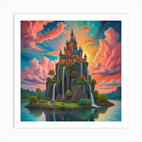 Enchanted Heights The Castle Of Cascading Waters (6) Art Print