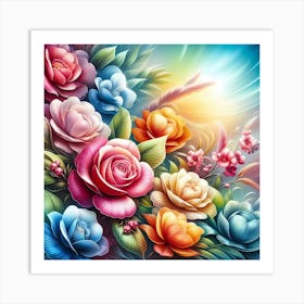 Colorful Roses Art Print