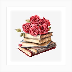 Roses On Books 22 Art Print