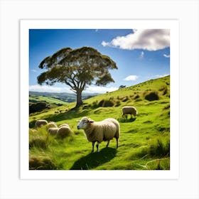 Grass Plant Day Scenic Tour Tourism Rural Green Farm Auckland Cute New Background Scener (4) Art Print