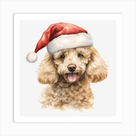 Poodle In Santa Hat 6 Art Print