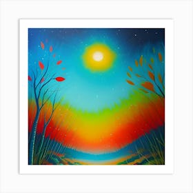 Sunset In The Woods Art Print