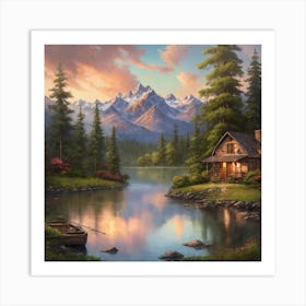 Cabin By The Lake 3 Art Print