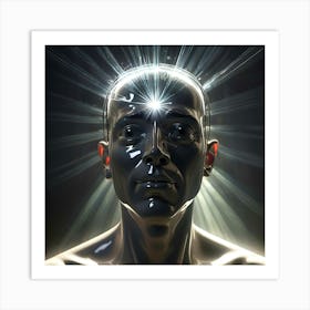 Man With A Glowing Head Art Print