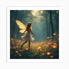 A Mystical Faerie Dancing In A Field Of Glowing Flowers 1 Art Print