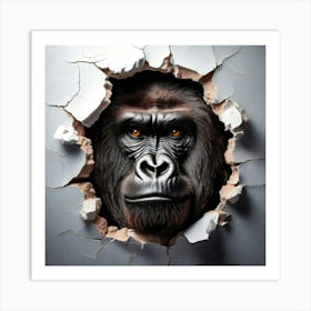 Firefly Intense Gorilla Face Emerging From Ripped Paper 66470 (2) Art Print