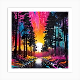 Sunset In The Woods 9 Art Print