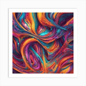 Vibrant Abstract Line Drawing With Bold Intersecting Strokes (13) Art Print