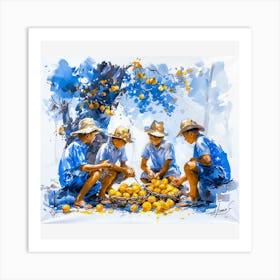 Boys Picking Lemons Art Print