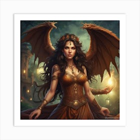 Demon Dragon Woman Art Print