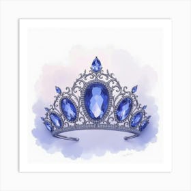 Tanzanite Tiara, Watercolor, Tranquil Morning Fog 1 Art Print