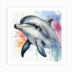 Dolphin Watercolor Art Print