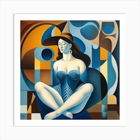 Woman In Blue Art Print