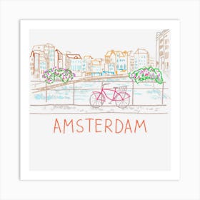 Amsterdam Bike Unique Hand Drawn Art Art Print