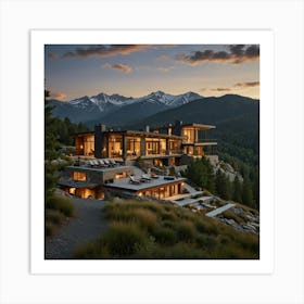 Mountain Home At Dusk Art Print