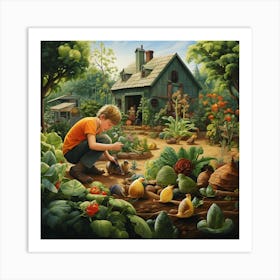 Boy In The Garden Art Print