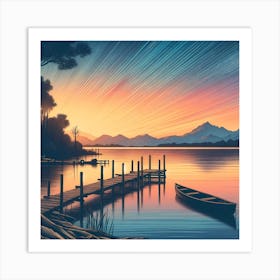 Sunset By The Dock Art Print