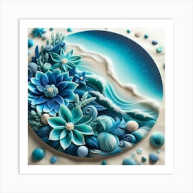 Seashells And Flowers Art Print