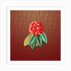 Vintage Rhododendron Rollissonii Botanical on Falu Red Pattern n.1530 Art Print