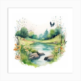 Watercolor Landscape 1 Art Print