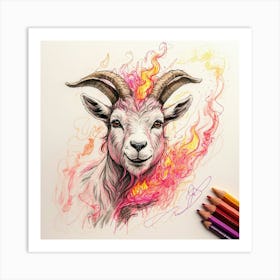 Goat In Flames 18 Art Print