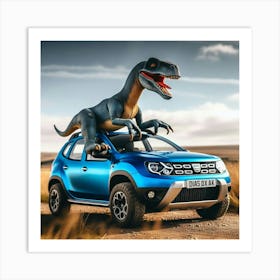 Dinosaur On A Dacia Duster Art Print