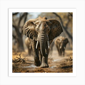 Elephants In The Wild Art Print