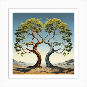 Two Trees In The Desert Art Print