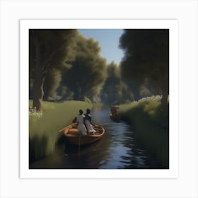 Two People In A Boat Art Print