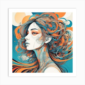 Girl With Blue Hair Art Print