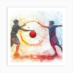 Basketball Players Playing Basketball Art Print