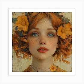 Girl With Flowers 4 Art Print