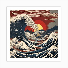 Japanese massive waves Art Print