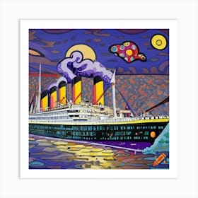 Titanic At Night Art Print