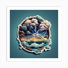 Ocean Storm With Large Clouds And Lightning 7 Art Print