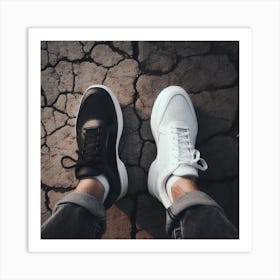 Black And White Sneakers Art Print