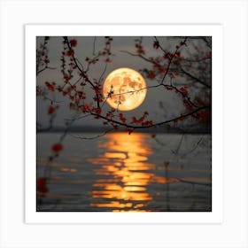 Full Moon Over Water Art Print