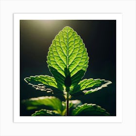 Mint Leaf In The Sun Art Print