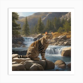 Cat By The Stream Art Print