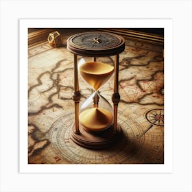 Hourglass On A Map Art Print