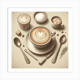 3d Latte Art Art Print