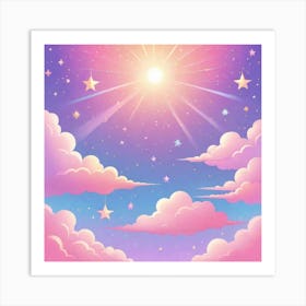 Sky With Twinkling Stars In Pastel Colors Square Composition 61 Art Print