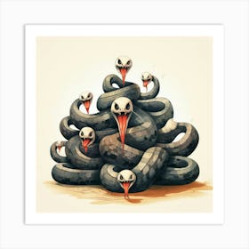 Snakes Cartoon 3 Art Print