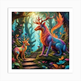 Deer In The Forest 2 Art Print