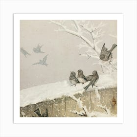 Birds In The Snow Art Print