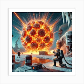 A Futuristic Sci Fi Depiction Of The Inferno Guard Flame Surge Art Print