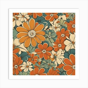 70s Bold Retro Floral Print Art Print